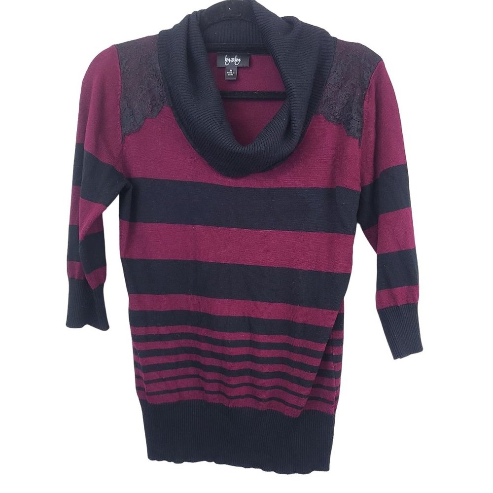 BYXBY Womens Pink Stretch Knit Pullover 3/4 Sleeve Top Blouse M Sweate